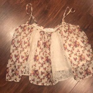 Tank halter top with white lining floral and lace